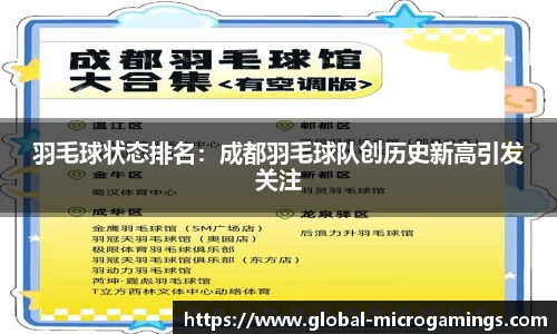 羽毛球状态排名：成都羽毛球队创历史新高引发关注